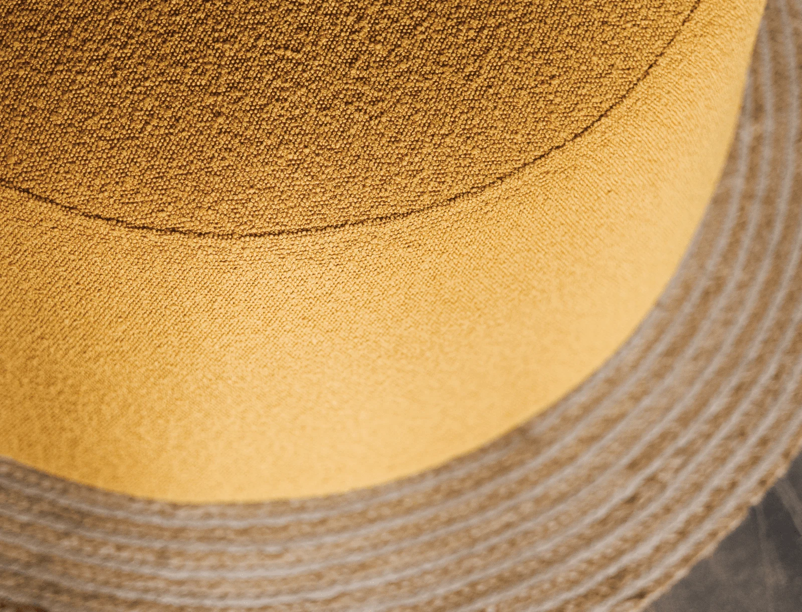 Close macro of Belgian fabric texture on Macarons pouf