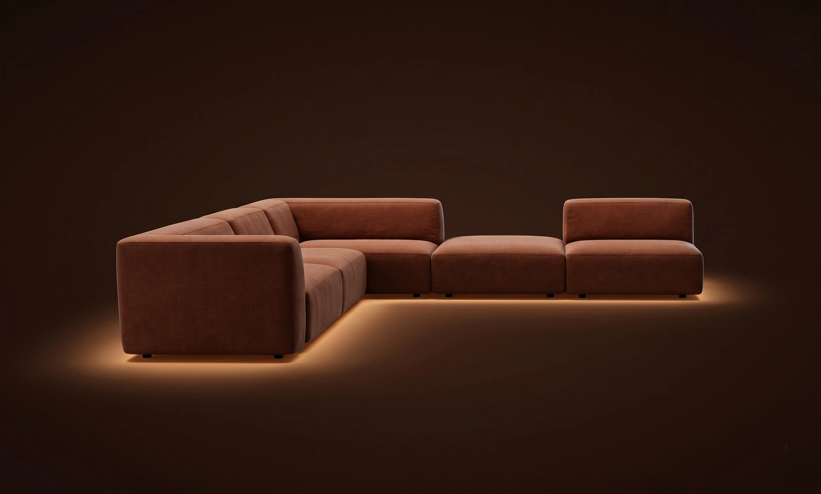 A cognac Mille open L in four modules, in a dark studio